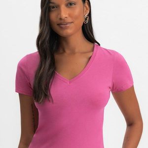Blusa Feminina em Meia Malha Rosa
