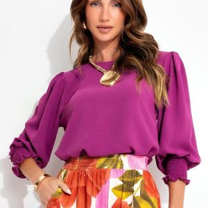 Blusa Fúcsia em Crepe Plano