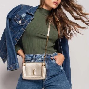 Blusa Gola Alta Manga Longa Malha Canelada Fashion Verde