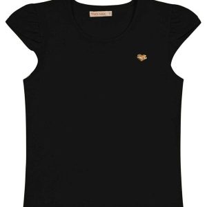 Blusa Infantil Cotton Menina Preto
