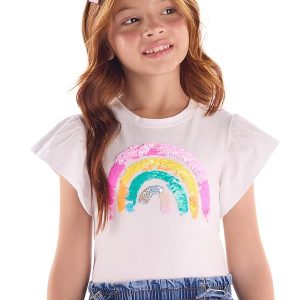 Blusa Infantil Manga Babado Quimby Branco