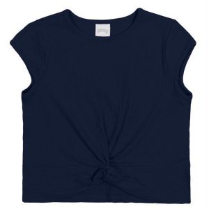Blusa Infantil Menina Básica com Torção Azul