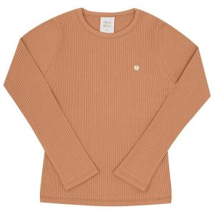 Blusa Infantil Menina Malha Canelada Laranja