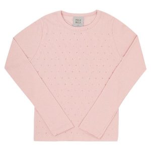 Blusa Infantil Ribana com Elastano Leve Rosa