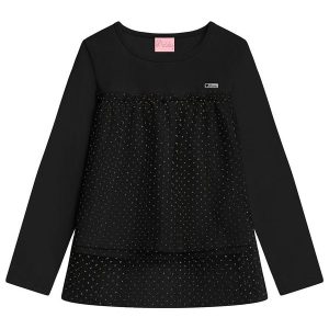 Blusa Infantil em com Tule Preto