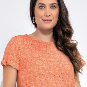 Blusa Laranja em Malha Laise