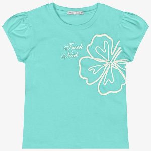 Blusa Manga Curta Feminina Azul