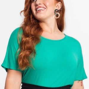 Blusa Manga Curta Feminina Plus Size Verde