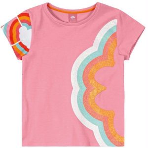 Blusa Manga Curta Malha Menina Rosa