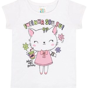 Blusa Manga Curta Menina Branco