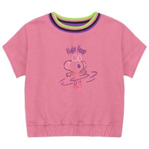 Blusa Manga Curta Menina Infantil Rosa