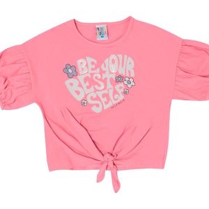 Blusa Manga Curta Menina Rosa
