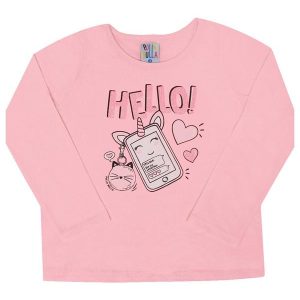 Blusa Manga Longa Menina Rosa