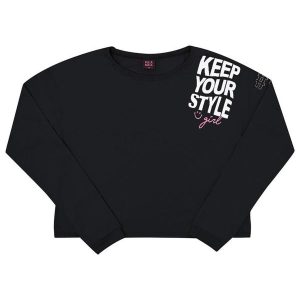Blusa Meia Malha Menina Preto