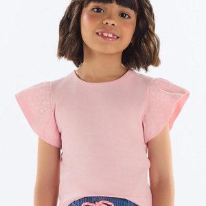 Blusa Menina com Strass Rosa