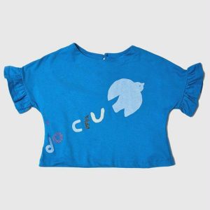 Blusa Menina de Malha Azul da Cor do Céu Azul