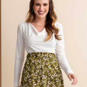 Blusa Off White Decote Degagê