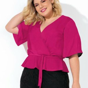 Blusa Pink com Faixa Gratis Plus Size
