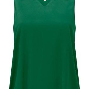 Blusa Plus Size com Decote em V e Gola Verde