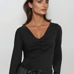Blusa Preto em Malha de Viscose