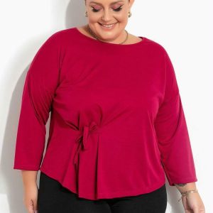 Blusa Púrpura com Amarração na Frente Plus Size