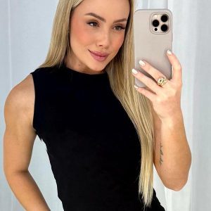 Blusa Regata Básica Gola AltaPreto