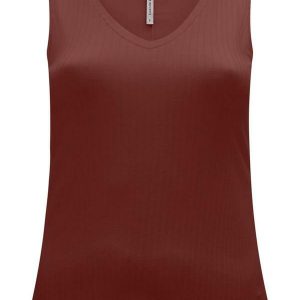 Blusa Regata Plus Size com Decote em V Marrom