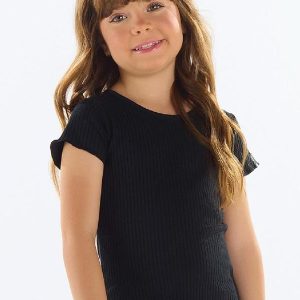 Blusa Ribana Canelada Menina Preto