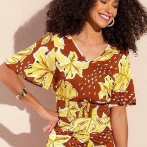 Blusa Romântica Comfy Tropical Laranja