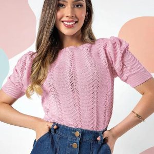 Blusa Rosa Claro em Tricô