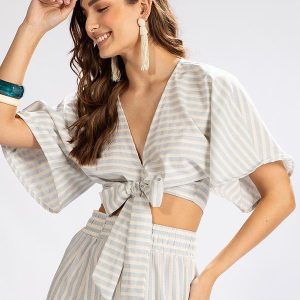 Blusa Transpassada em Malha Roxo