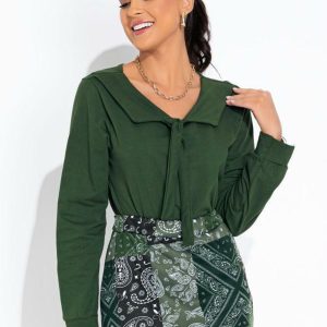 Blusa Verde Militar com Gola