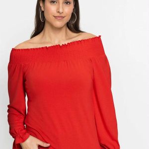 Blusa Vermelha em Malha de Viscose