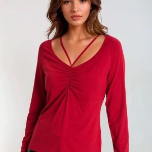 Blusa Vermelho em Malha de Viscose
