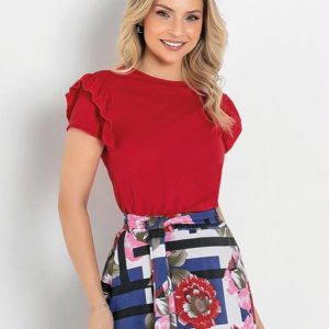 Blusa com Babado Vermelha