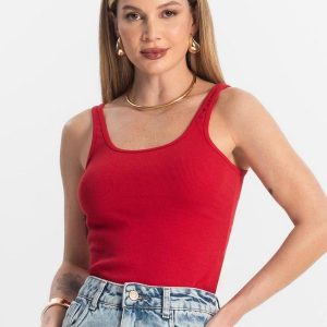 Blusa de Alca Básica Feminina Vermelho