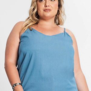 Blusa de Alça Feminina Plus Size Azul