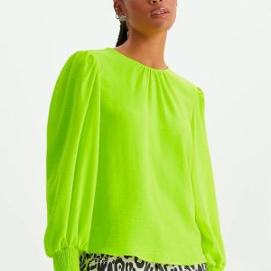 Blusa de Crepe Manga Longa Verde
