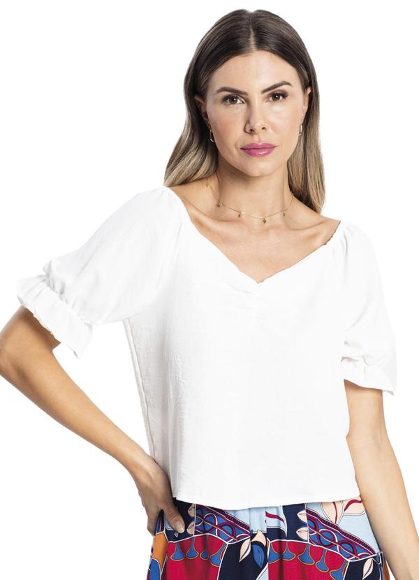 Blusa de Manga Bufante Feminina Rovitex Bege