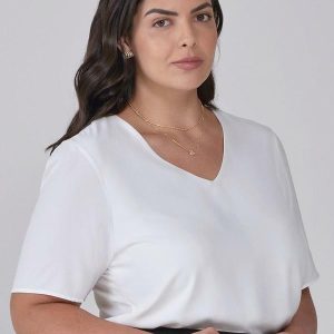 Blusa de Manga Curta Plus Size Idra Off White