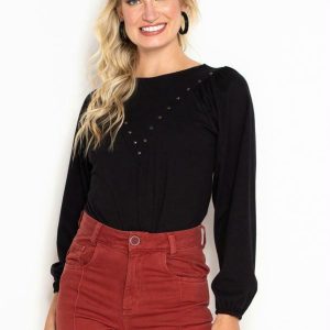 Blusa de Moletom Manga Longa Metal Estrela Preto