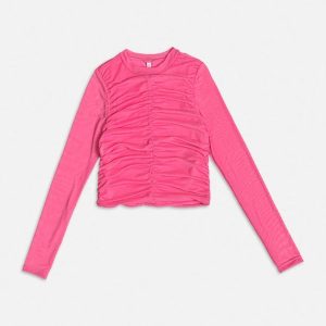Blusa de Tule Rosa Franzida Rosa