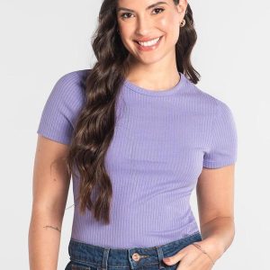 Blusa em Ribana Canelada Just Basic Roxo
