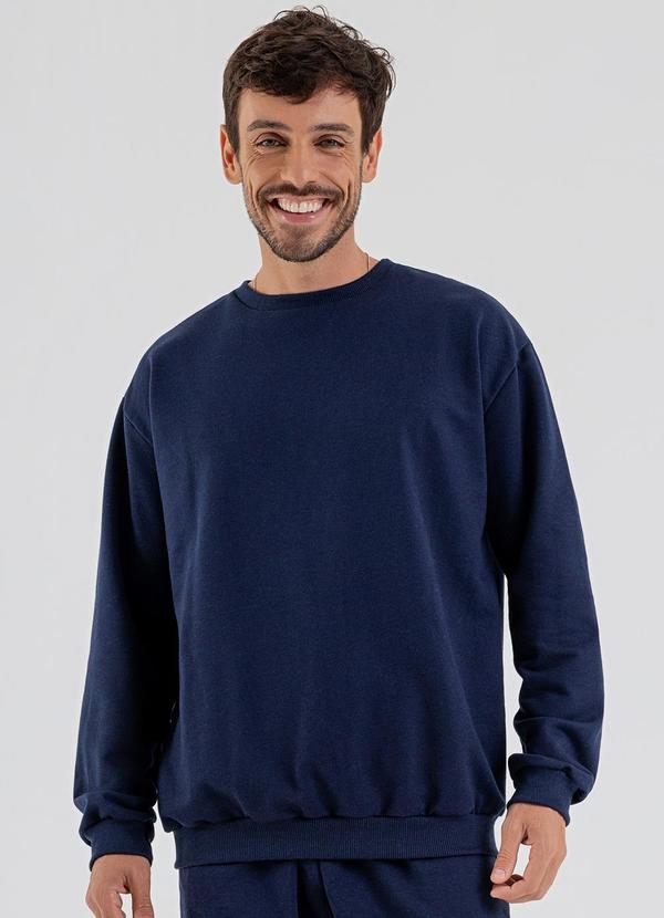 Blusão Básico Masculino em Moletom Azul