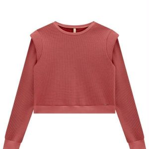 Blusão Cropped em Malha Vermelho