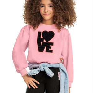 Blusão Love Infantil Menina Moletom Rosa