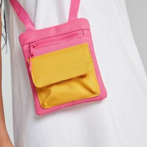 Bolsa Tiracolo Feminina Pequena em Sarja Rosa