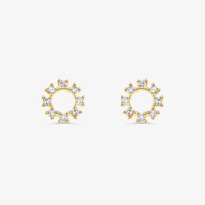 Brinco Infantil com 6 Pts de Diamantes em Ouro Amarelo 18k