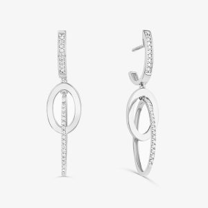 Brinco Maxi Argolas Entrelaçado com Diamante em Ouro Branco 18k