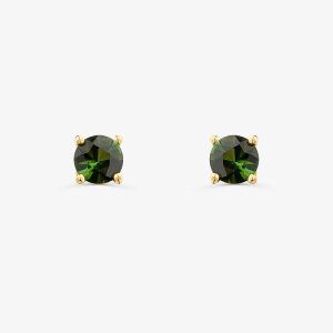 Brinco com Turmalina Verde, em Ouro Amarelo 18K